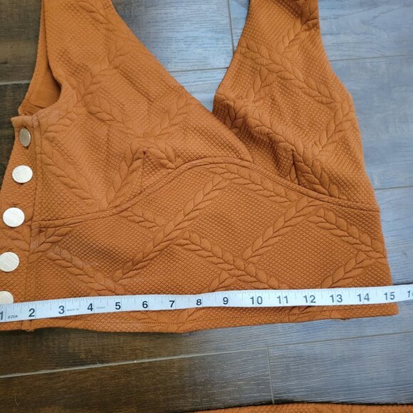 Maeve Flare Pants Cropped Top Set Womens S/M Honey Boho Neutral Chic Versatile - Picture 13 of 14